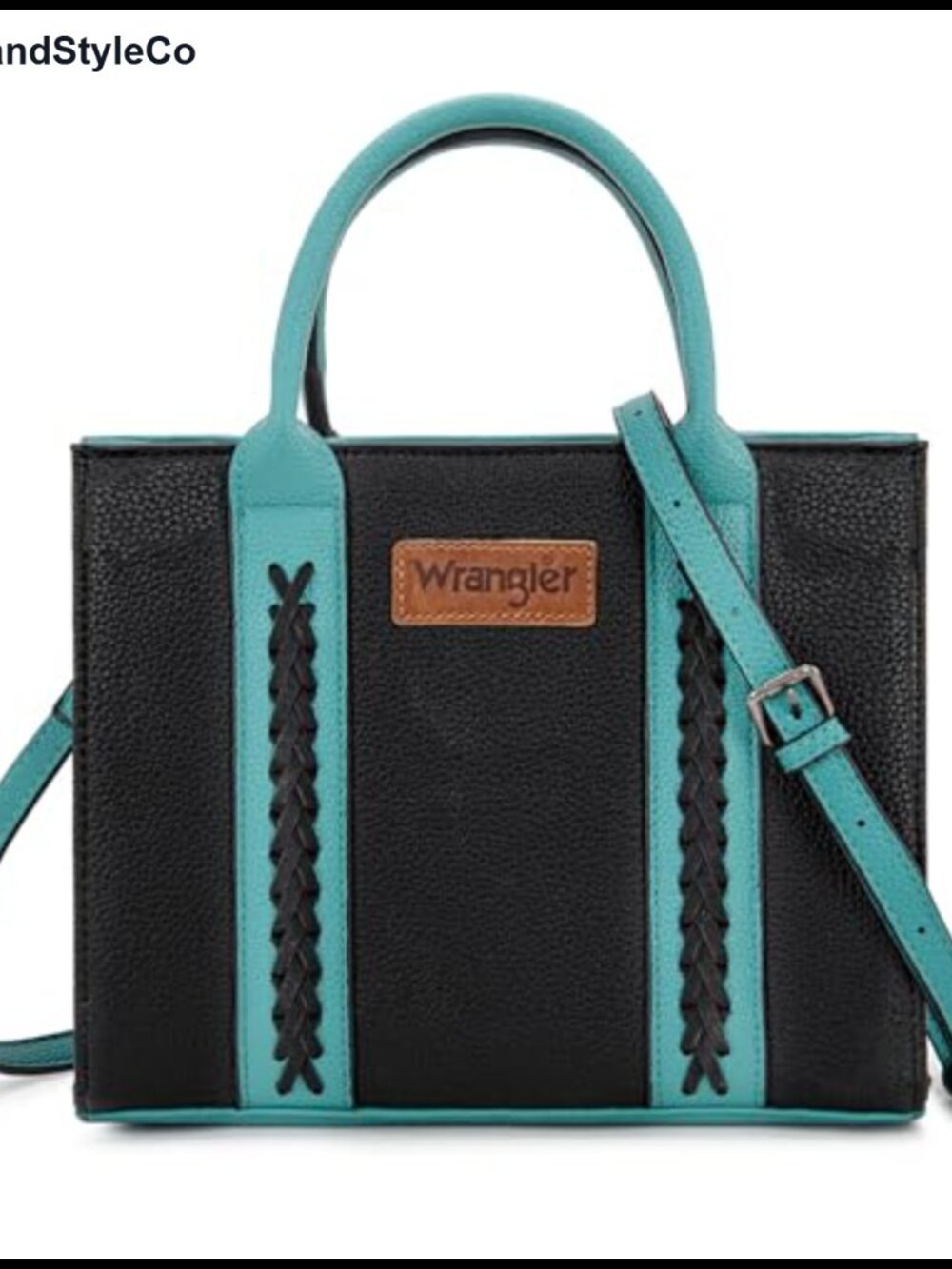 Vegan Leather Satchel Tote Bag with Whipstitch Detachable Strap